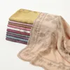 Sciarpa a scialle in lino di cotone floreale ricamato di lusso Hijab musulmano di moda Sciarpe da donna lunghe da spiaggia di Pashmina