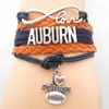 Jóias Infinando amor Auburn State Football Sports Team Bracelet Blue Orange Sport Friendship Bracelets