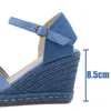 Sandaler 2022 Summer tjock botten kilplattform Kvinnor Peep Toe Buckle Ankel Strap Espadrilles High Heels Casual Shoes Plus Size