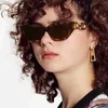 Lunettes de soleil chaîne jambe femmes mode petit cadre oeil de chat polygonal tendance Hip Hop lunettes nuances pour femmes lunettes de soleil