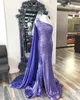 Abiti Paillettes Abiti da spettacolo per signora 2022 Chiffon Mantella Sirena Abito da ballo con una spalla Elegante Abito da sera formale da donna Robe De Soiree Ciao