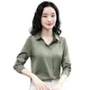 Femmes à manches longues EA Blouses coréen haut en soie grande taille femme Satin blanc élégant basique 3XL Blusa