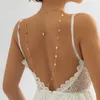 Women Boho Gold Color Beach Bikini Metal Copper Sequins Pendant Wedding Summer Dress Backdrop Back Necklace Body Jewelry