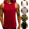 Fashion Summer Mens Sleeveless Hoodie TShirts Muscle Sweatshirt Cool Hoody Tops GYM Sport Slim Fitness Hooded Sportswer Tees 220607