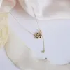 Pendentif Colliers Mode Femmes En Acier Inoxydable Rétro Camélia Tournesol Diamant Simple Chaîne Bijoux De Mariée Cadeau De Mariage AccePendant
