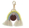 Arco-íris tassel chaveiros chaveiros anel para mulheres handmade keychain namorado presente menina cute chaveiro saco charme pendente