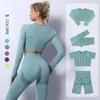 2 pièces ensemble de Yoga sans couture femmes survêtement taille haute Leggings vêtements d'entraînement vêtements de sport Fitness haut court costumes de sport ensemble de gymnastique 220513