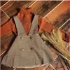 Mädchen Herbst Mode Kleidung Sets 2 Stück Anzug Solide Rollkragen Tops + Plaid Hosenträger Rock Kinder Sets Mädchen Kleidung 53 E3