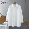 Syiwidii, blusas para mujer, blusas de oficina de algodón para mujer, camisetas de talla grande de gran tamaño, rosa, blanco, azul, manga larga, camisas de moda coreana de primavera 220315