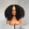 Kinky Curly 1x4 u 부분 가발 가발 인간의 머리카락 자연 브라질 처녀 가발 흑인 여성을위한 250 밀도 풀 기계 만들기 가발