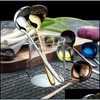 Spoons Flatware Kitchen Dining Bar Home Garden Ll Stainless Steel Deepen Sauce Colorf Handle Spoon Drink Soup Drinking T Don