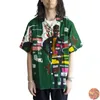 Mäns avslappnade skjortor Stock Wacko Maria Heaven Tokyo Graffiti Hawaiian Green Shirtmen's