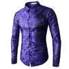 고품질 남성 긴 소매 셔츠 레드 골드 퍼플 블루 2022 드레스 남자 패션 캐주얼 셔츠 1