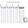 STRAIGHT 20oz Sublimation Tumblers With Straw Stainless Steel Water Bottles Double Wall Vacuum Insulated Cups Mugs sxa15
