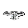 HRKF Mossan Diamond Ring Classic T -Familie Six Klaue 925 Silber acht Arrow Engagement Ehering Geschenk für Freundin