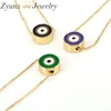 Pendentif Colliers Coloré Émail Rond Coin Eye Turc Bijoux Perle Collier Chanceux Mignon Charme Chaîne Or BijouxPendant Sidn22