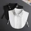 Fashion Front Tie White Fake Worklar для женщин стоять в съемках девушек винтажные кружевные дамы, ложная блузка