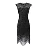 S-XXXL Vintage 1920er Jahre Great Gatsby Kleid Art Deco Perlen Pailletten Partykleid Damen O-Ausschnitt ärmellose Fransen Flapper Kleider