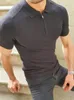 Вязаная мужская половая и летняя стройная контрастная цветовой свитер Случайный полосатый полосатый рубашка с короткими рукавами 220408