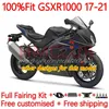 Injection Fairings لسوزوكي GSXR-1000 K17 GSXR 1000 CC 17-21 هيكل السيارة 12NO.137 GSXR1000 17 18 19 20 21 1000cc GSX-R1000 2017 2018 2019 2020 2021 OEM الجسم كيت الأزرق فضي الأزرق