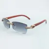 Mikropavé-Diamant-Sonnenbrille 3524012 mit originalen Holzbeinen und 56-mm-Glas