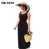 cm.yayaの女性ドレスしっかりとノースリーブフィットとフレアロングマキシドレスカジュアルファッションハイストリートウェアサマー服220516