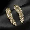 Stullo carino orecchini in cristallo bianco femmina vintage in oro rosa argento gioiello nuziale zircone foglia di lusso per donna