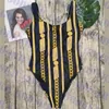 Gold Chain One Piece Swimsuit Dames Swimwear Beach Bodysuit Bikini Textiel Sexy Style Vrouwen Badenpakken