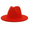 Klassisk ull filt Wide Brim Fedora Hat Pearl Belt Pink Solid Caps Män kvinnor Winter Derby Wedding Church Jazz Hats 2205138543798