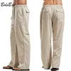 Męskie spodnie Bolibao Summer Men Solid Kolor Linen Pants Multi-Papiełka prosta CAS 220823