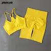 Svokor shorts yoga set seamless 2 pcs mulheres esporte terno treino ginásio vestuário sexy sportswear rodando fitness tracksuit 220330