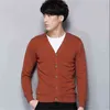 Herenvest truien katoen gebreide vaste kleur lange mouw sweaters v nek losse knop breien mannelijke casual kleding nieuwe l220801