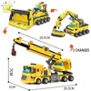 Blocks HUIQIBAO TOYS 693pcs 8in1 Engineering Truck Building Crane Bulldozer Car City Construction Bricks Set For Children Kids 220826