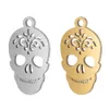 30pcs Halloween Mexican Skulton Skull Head with Flower Necklace for Women Gothic Punk Rapper Steel Stains Stail Chain Jewelry