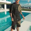 Summer Men's 2 Piece Set Trend Fashion Man T Shirt Beach Shorts Suit 3D Print O-Neck Top Tracksuit Male Clothing Streetwear 220708