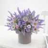 Decorative Flowers & Wreaths Artificial Flower Set With Pot Lavender Decoration Plant Potted Romantic Home Desktop Fake FlowerDecorative