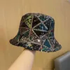 Designer Bucket Trucker Straw Hat Man Woman Korean Ins Mixed Color Sequin Fisherman Hat WO Fashion Versatile Net Red Face Liten CH4828407