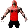 Brand Workout Clothes Fitness Men s Hooded Cotton Vest Mesh Sweatshirt Sleeveless Top 220630263e