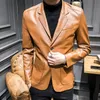 Kurtki męskie Slim Causal Pu skórzana kurtka Men Motorcycle Koreańska moda męska streetwear Blazers Młodzież Bombowca Kurtki