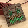 Bohemia Vintage oorbellen 2022 Etnische stijl Antieke bronzen legering Hollow Out Resin Flower Dange oorbellen voor vrouwen Indiase sieraden