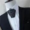 Bow Ties Men Alloy Rhinestone Crystal Tie Cravat Wedding Suit Club Party Shirt Necktie Luxury Tassels Chain PU Leather Ribbon Bowtie Fier22