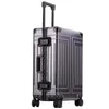 Suitcases Top Quality Aluminum Travel Luggage Business Trolley Suitcase Bag Spinner Boarding Carry On Rolling 20/24/26/29 Inch