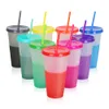 Canecas Tumblers com Sts e Tampas Plástico St Copos 16oz Reutilizáveis ​​para Adts Crianças Água Café Leite Smoothie Preto