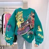 Kadın Hoodies Sweatshirts Karikatür Kadınlar Sonbahar Üstleri Komik Jumper Sweatshirt Kore Moda Tembellik tarzı kız Güvey