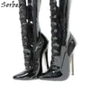 Sorbern 80cm Crotch Lår High Women Boots High Heels Skor Ladies Custom Wide Calf Boots 18cm Stiletto Stövlar Personlig Shaft