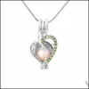 Mukety na zamówienie Mukety Naszyjniki wisiorki biżuteria hurtowa moda sier platowana perła klatka miłość serce z cyrkonem 8 kolorów szaleńca