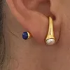 Dangle & Chandelier European And American Front Back Pearl Earrings For Women Statement Metallic Geometric WomenDangle
