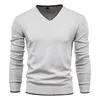 Pulls d'automne hommes pull printemps coton col en V solide pull mince pulls mâle tricots homme grande taille 4XL Style Simple Jersey 220817