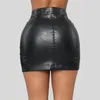 Faux pu lederen sexy mini rok's plus size hoge taille rits stiksels zwart strakke meisjes BSQ031 220322