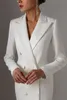 Autumn White Double Breasted Women Outfit Long Jacket Suits Ladies Prom Evening Guest Formal Wear Custom Made Made